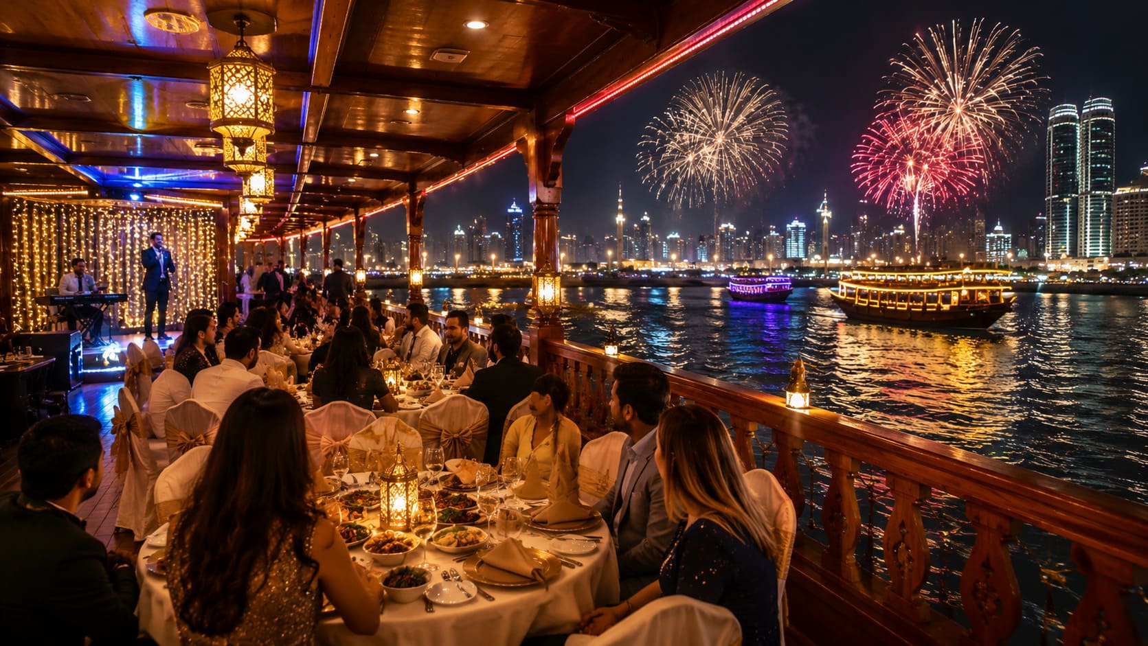 2027 New Year Eve at Aisha Dhow Cruise Creek - Upper Deck