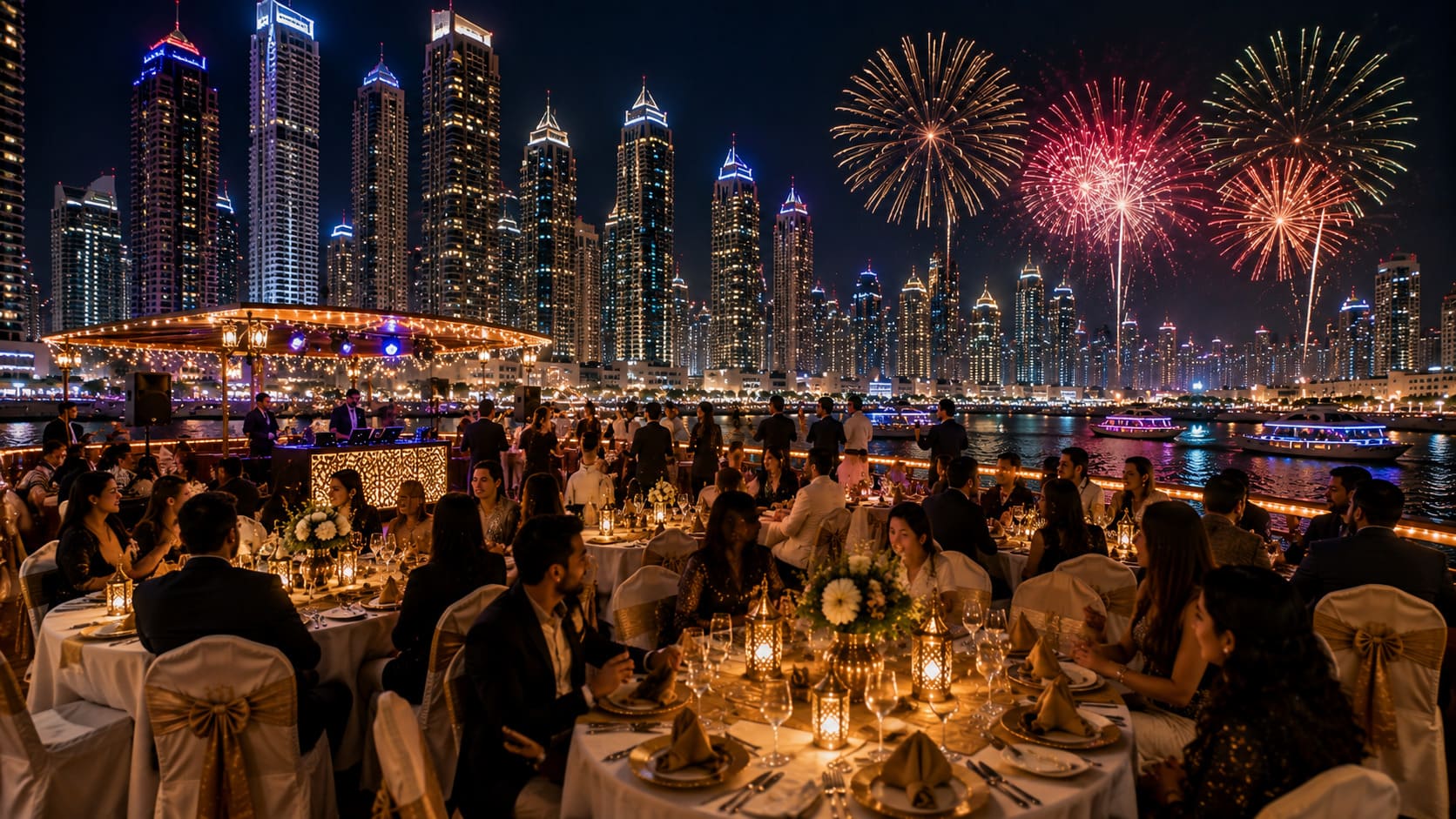 2027 New Year Eve at Luxury Dhow Cruise Dubai Marina - Upper Deck