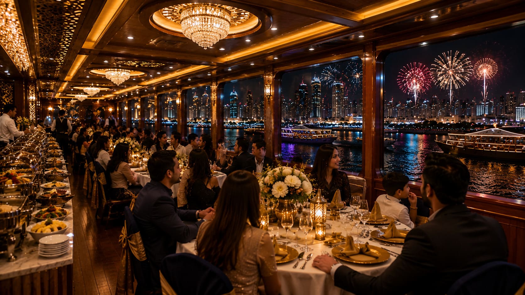 2027 New Year Eve at Luxury Dhow Cruise Dubai Marina - Lower Deck