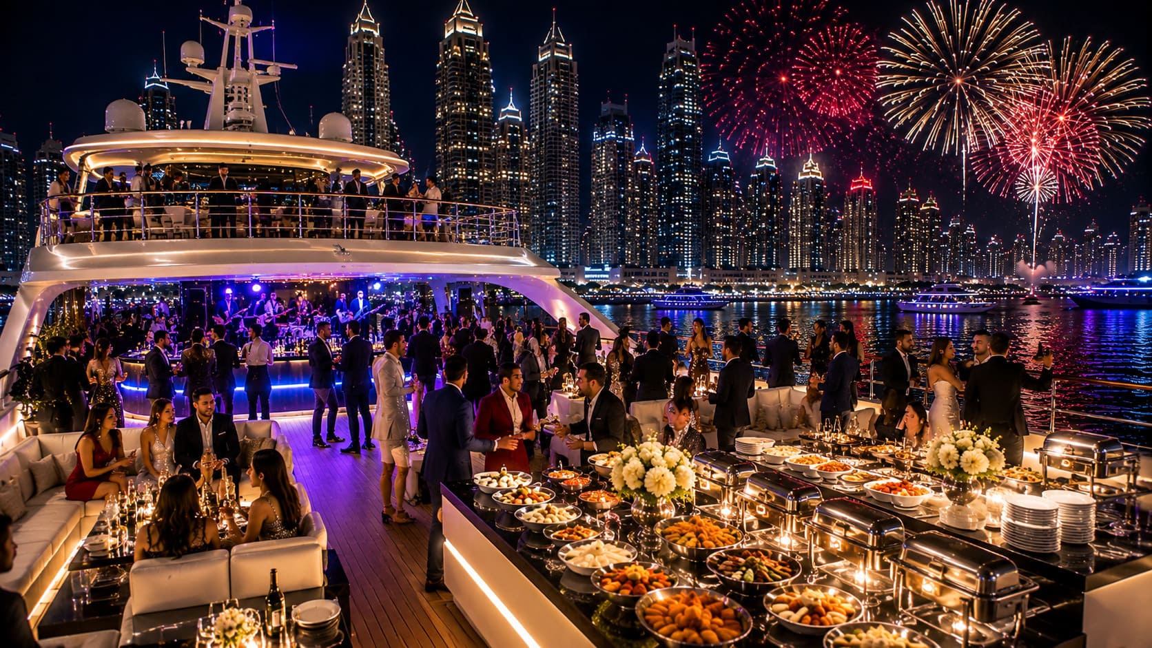 New Year Party Dubai Marina 2027 at Mazayel 135 Ft Yacht - Up to 100 Guests