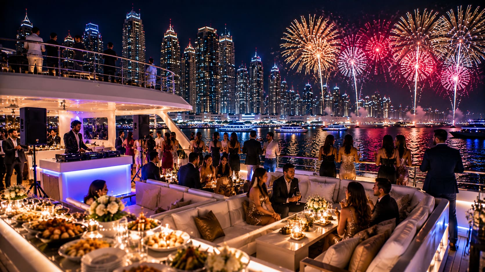 New Year Party Dubai Marina 2027 at Monaliza Premium Catamaran - Upper Deck