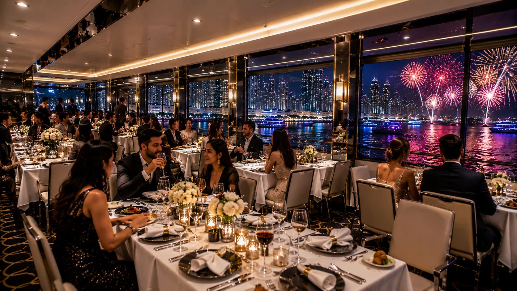 New Year Party Dubai Marina 2027 at Monaliza Premium Catamaran - Lower Deck