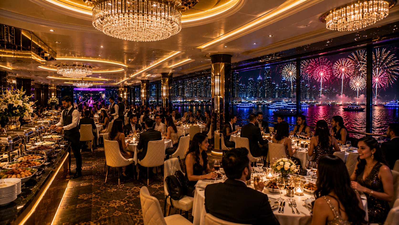 New Year Party Dubai Marina 2027 at Royal Mega Yacht - Lower Deck