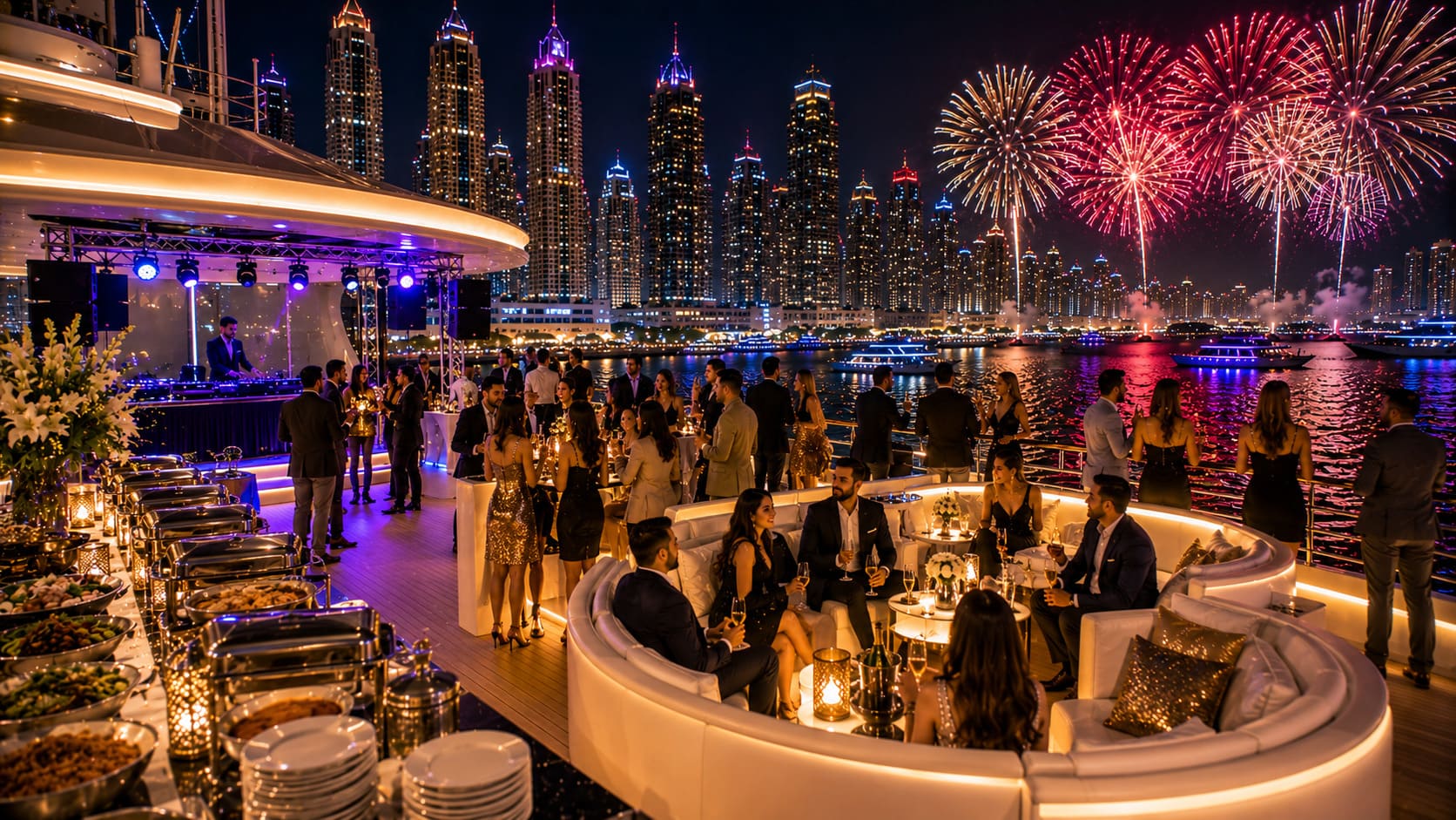 New Year Party Dubai Marina 2027 at Royal Mega Yacht - Upper Deck