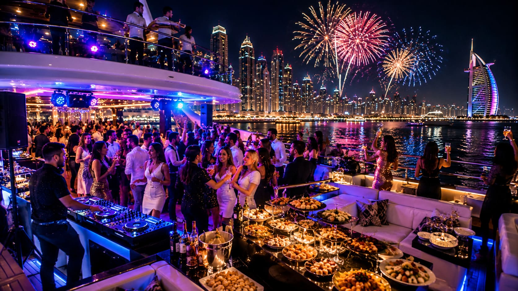 New Year Yacht Party Dubai Marina 2027 with Live DJ & Unlimited Beverages